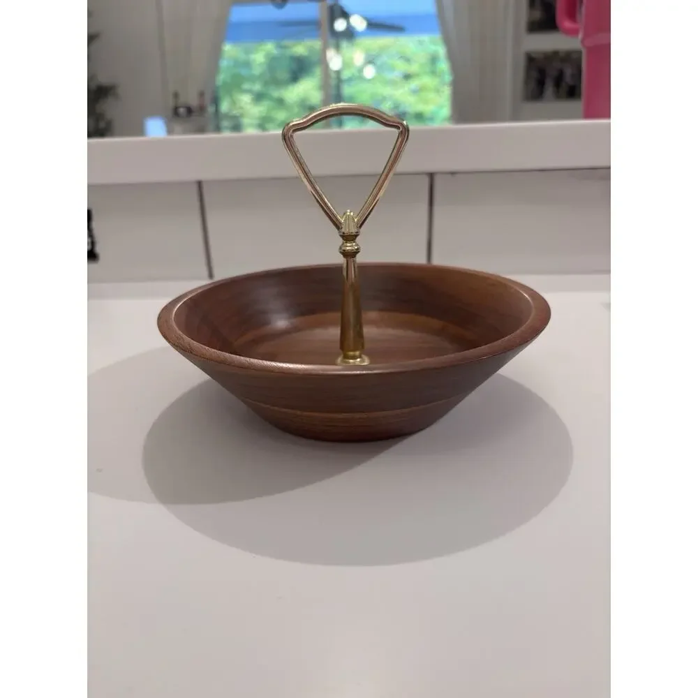 Vintage Walnut Bowl Lebanon Missouri Handled Nut Trinket Bowl